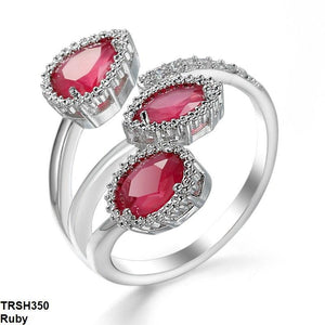 Adjustable Zircon 3 stone Leaf Ring
