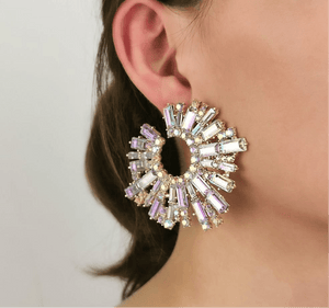 Crystal Stone Round Tops Pair