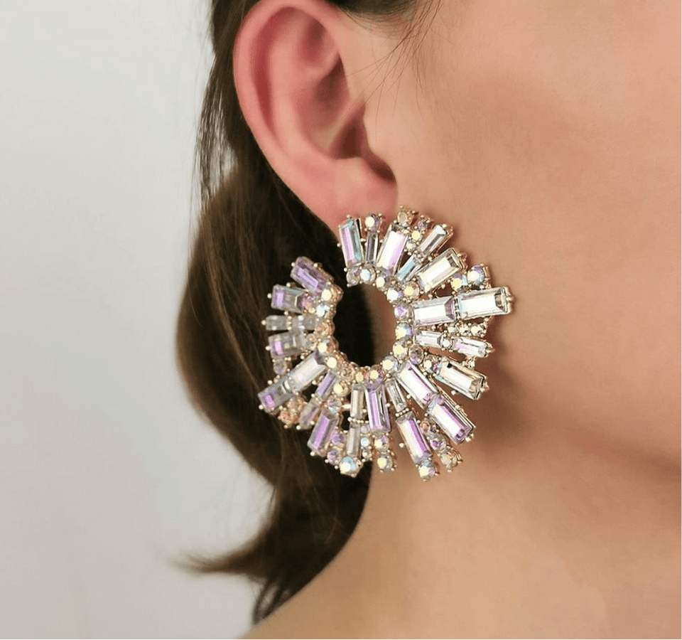 Crystal Stone Round Tops Pair