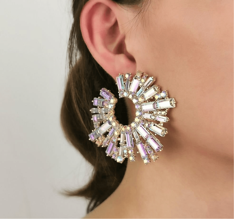 Crystal Stone Round Tops Pair