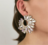 Crystal Stone Round Tops Pair