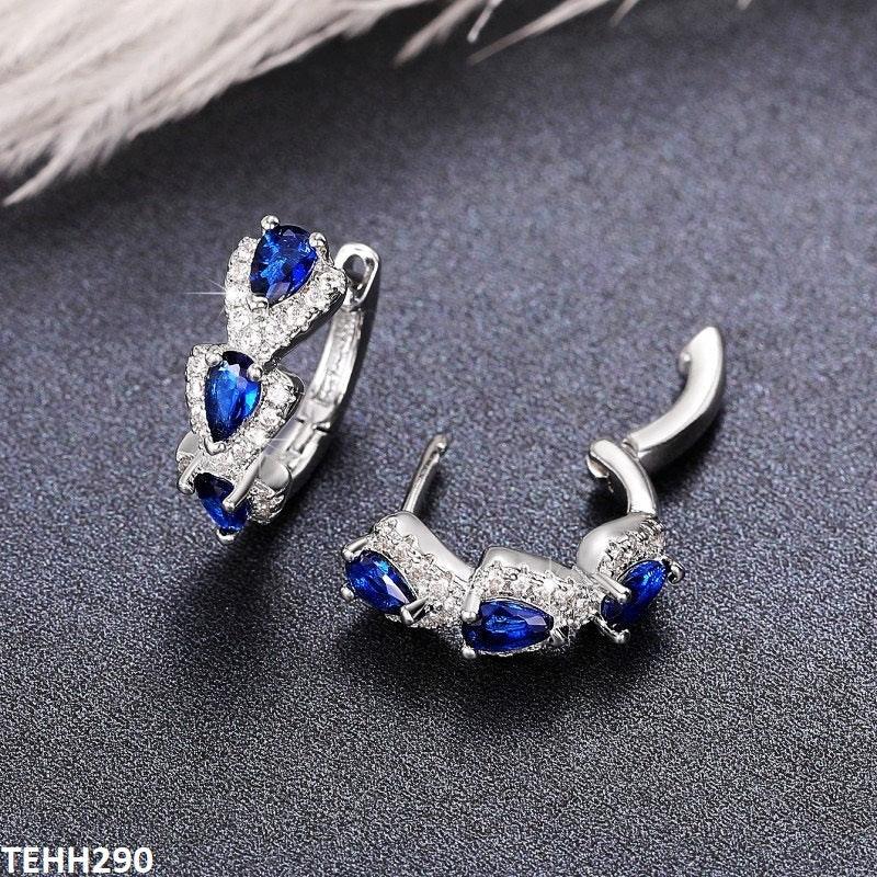 Sapphire Tear Round Ear Hoops