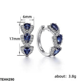 Sapphire Tear Round Ear Hoops