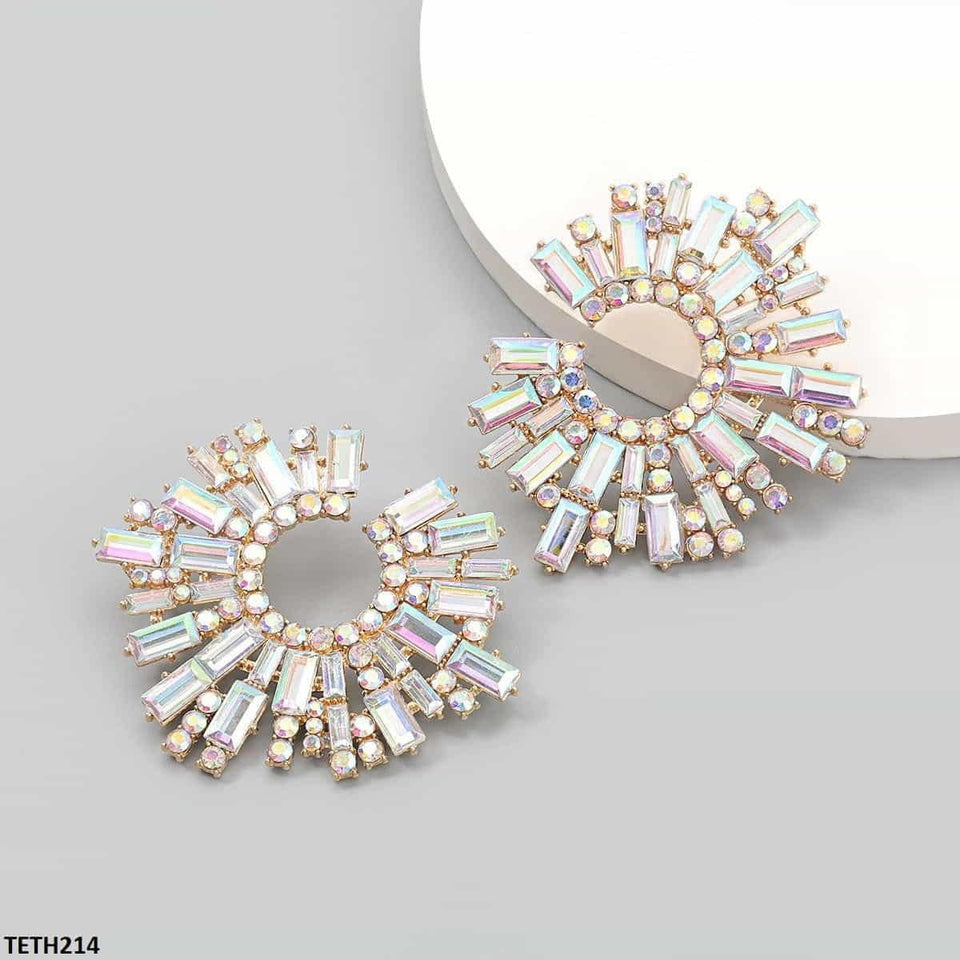 Crystal Stone Round Tops Pair