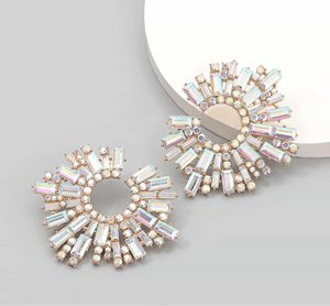Crystal Stone Round Tops Pair
