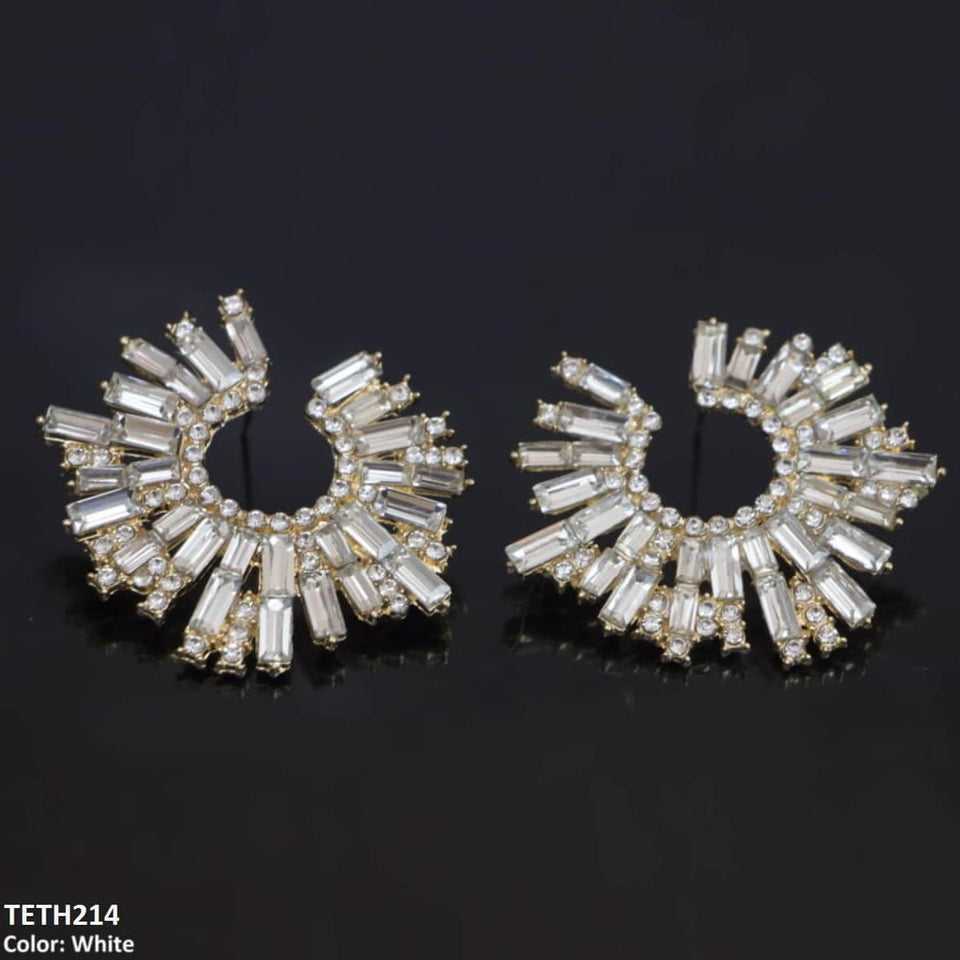 Crystal Stone Round Tops Pair