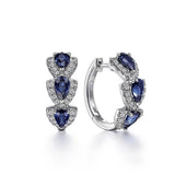 Sapphire Tear Round Ear Hoops
